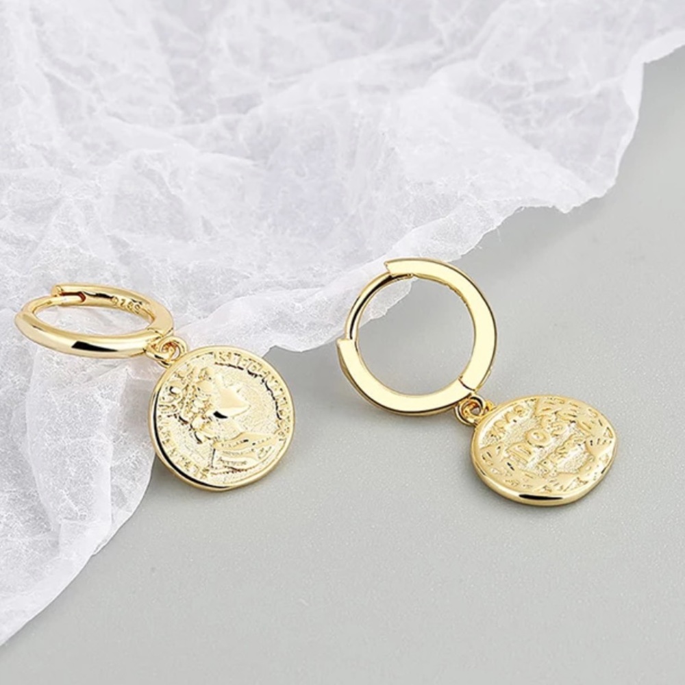 ⚡️Insta coin portrait gold plated earrings - Picture 4 of 4